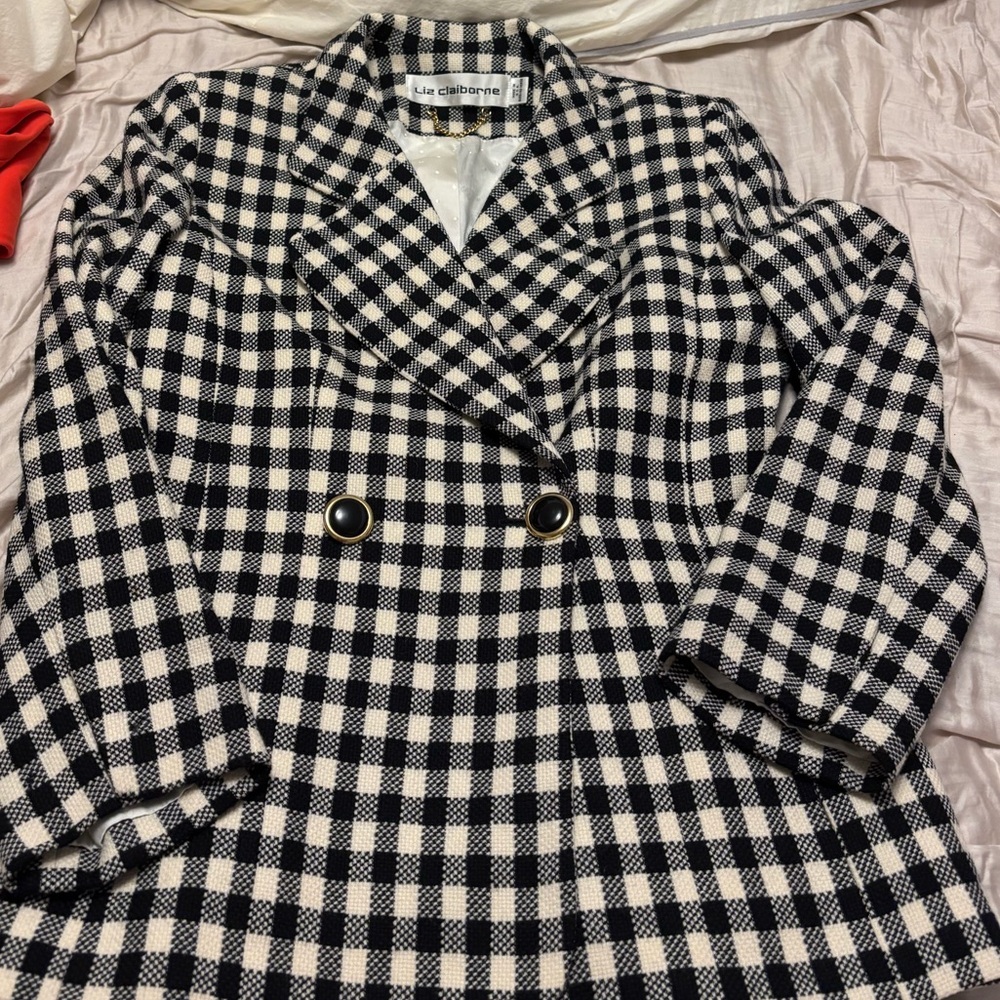 Vintage Liz Claiborne Black and White Checkered Blazer